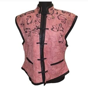 Vintage beaded suede leather vest